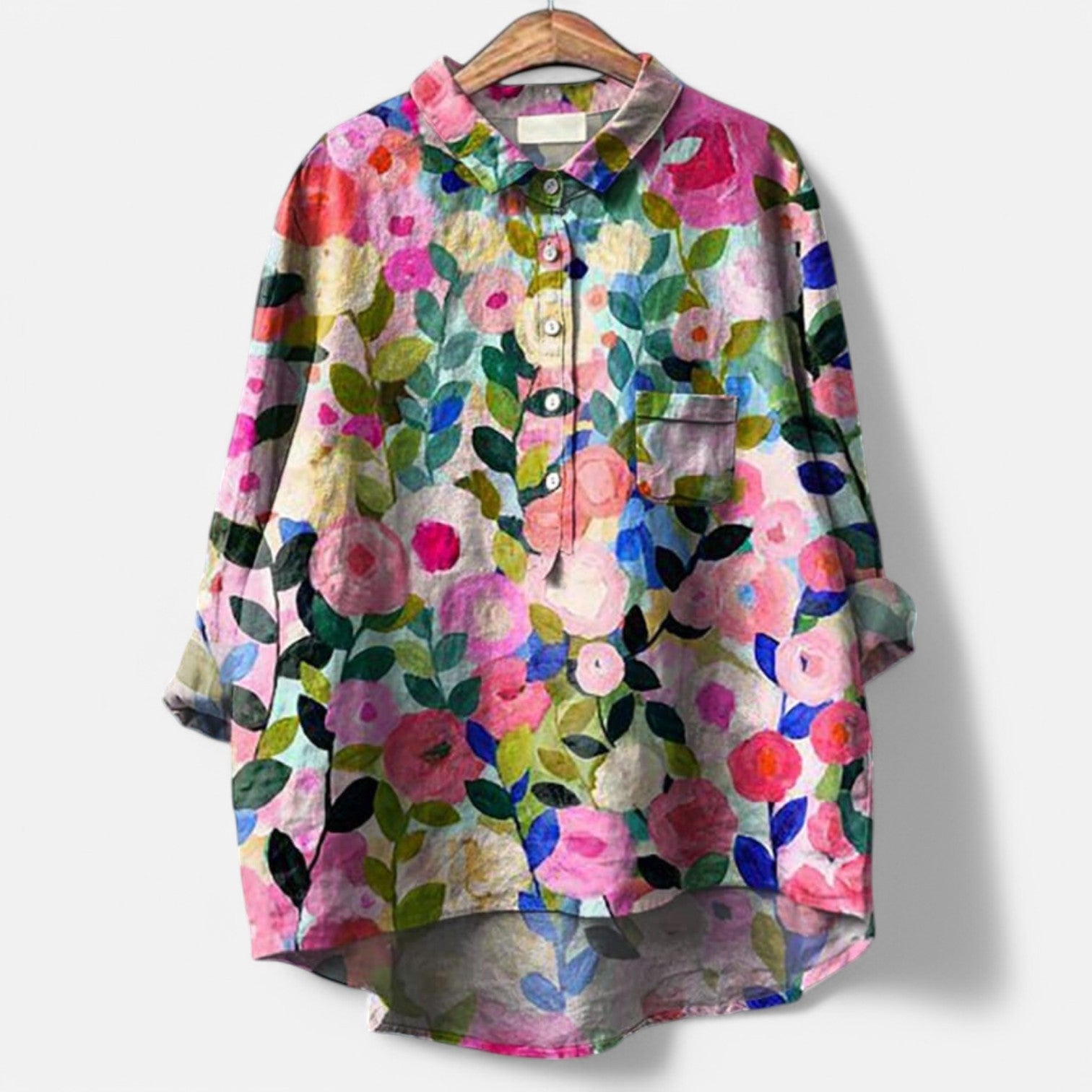Vespera | Soft Floral Drape Blouse