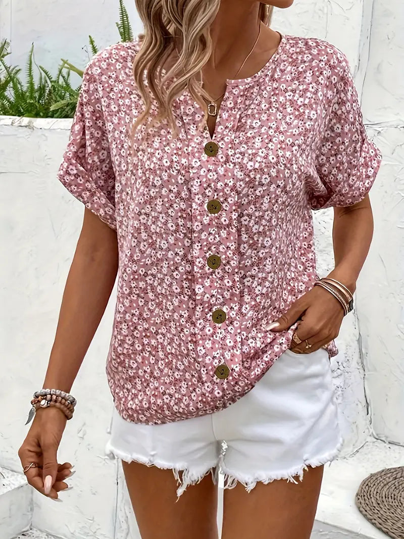 Magnolia | Floral Button-Front Blouse