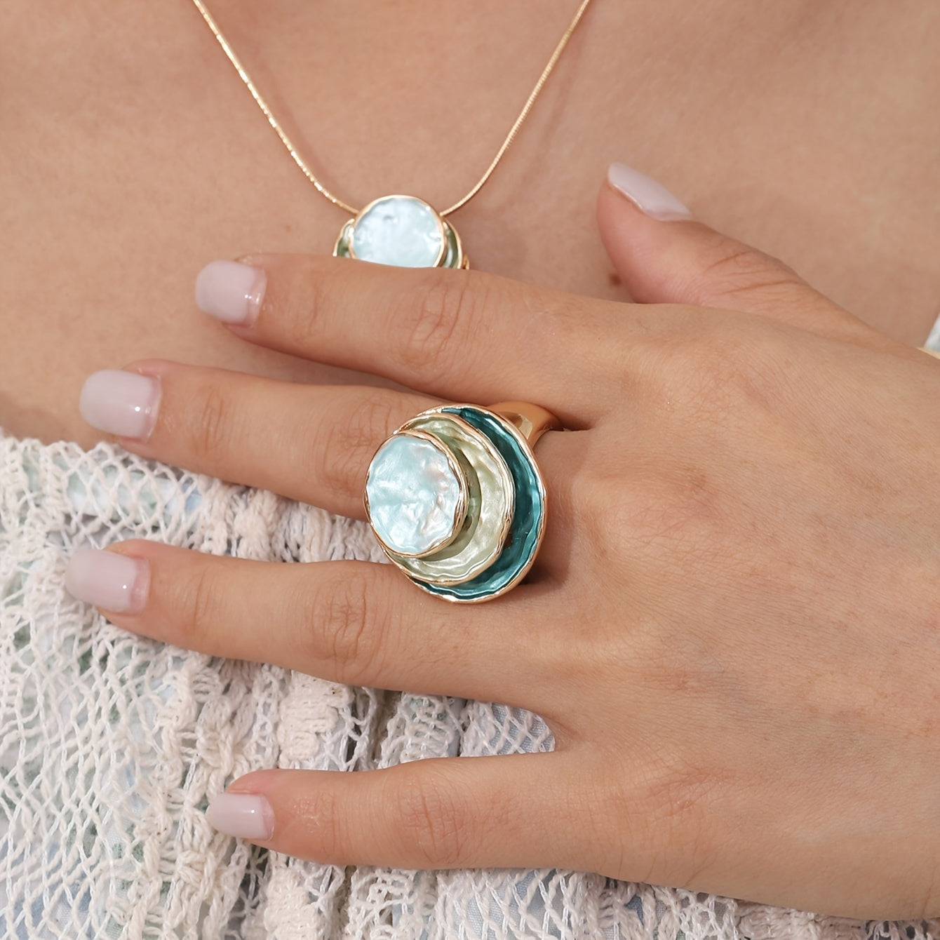 Stella | Boho Three-Layer Enamel Ring