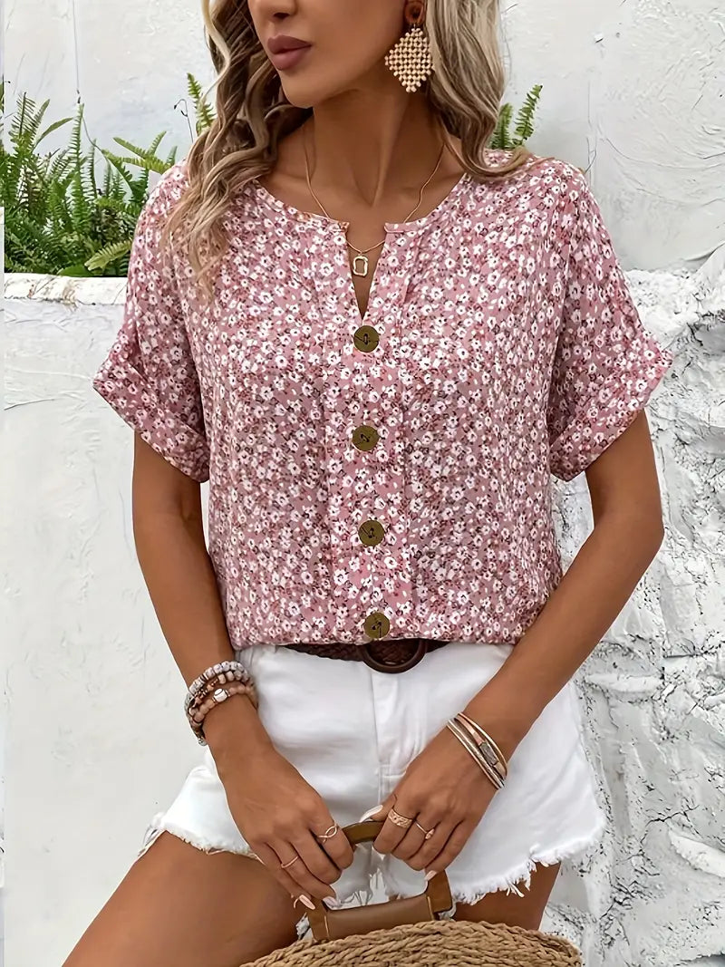 Magnolia | Floral Button-Front Blouse