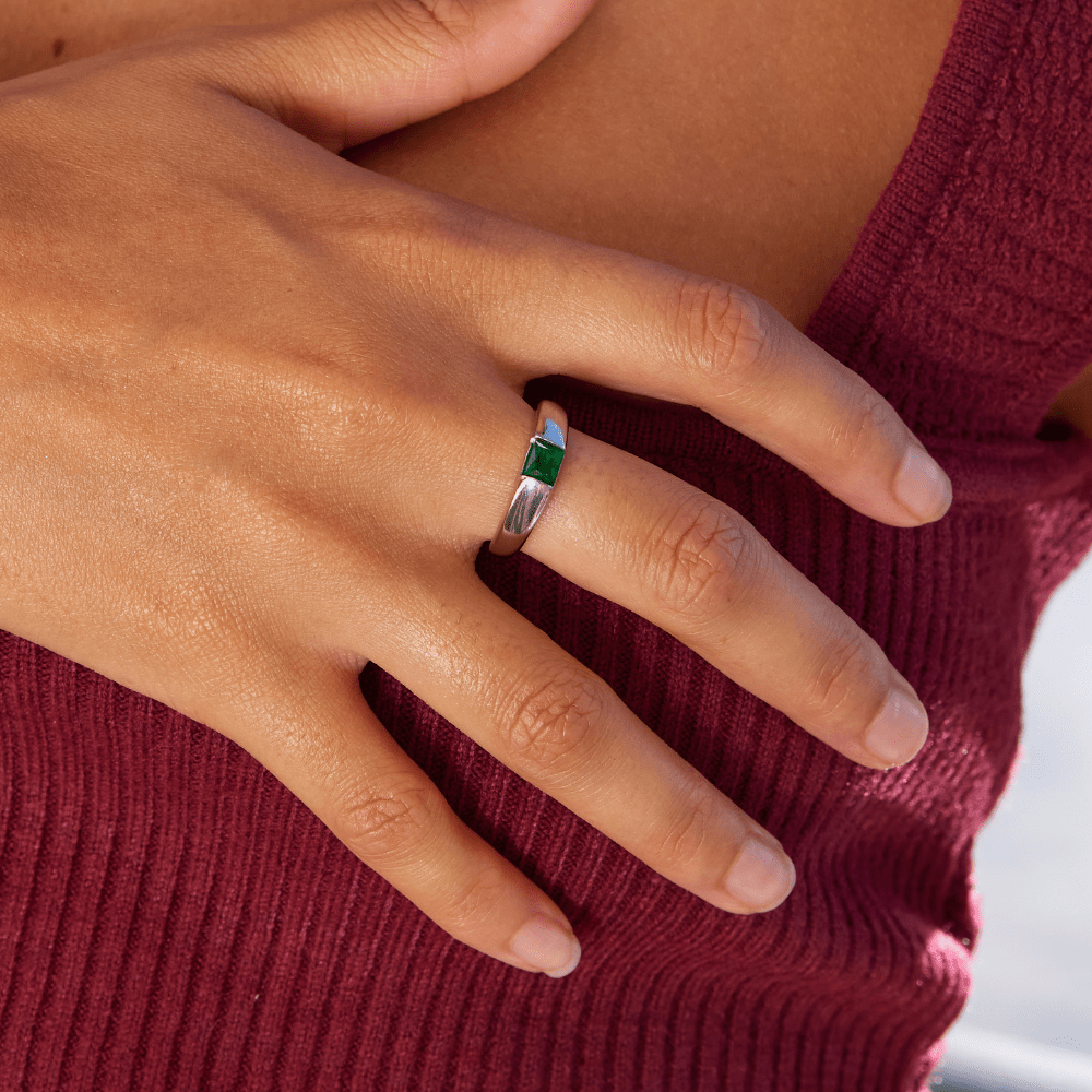 Clara | Ember Silver & Emerald Ring