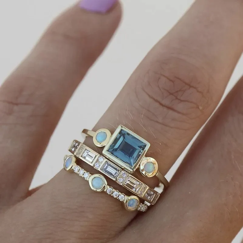 Aurelia | Vintage Blue Crystal Ring Set