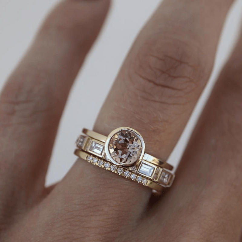 Waverly | Inlay Crystal Gold Ring Set