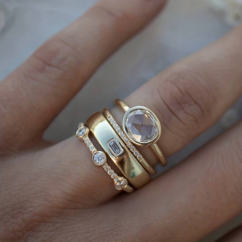 Tahlia | Vintage Gold and Zirconia Ring Set